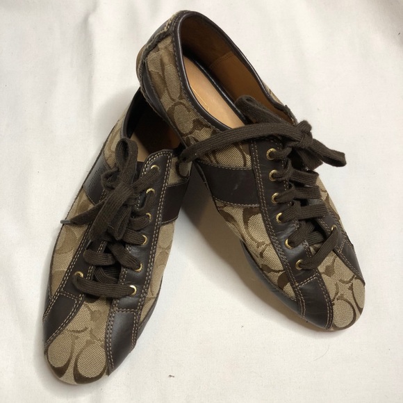 Coach SUEE Brown signature canvas leather sneakers - Picture 9 of 10